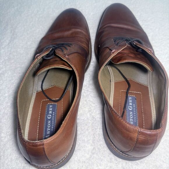 Aston Grey Shoes Mens 13 Grenasien Dress Plain Toe Oxford Brown Leather Lace Up - Picture 7 of 8